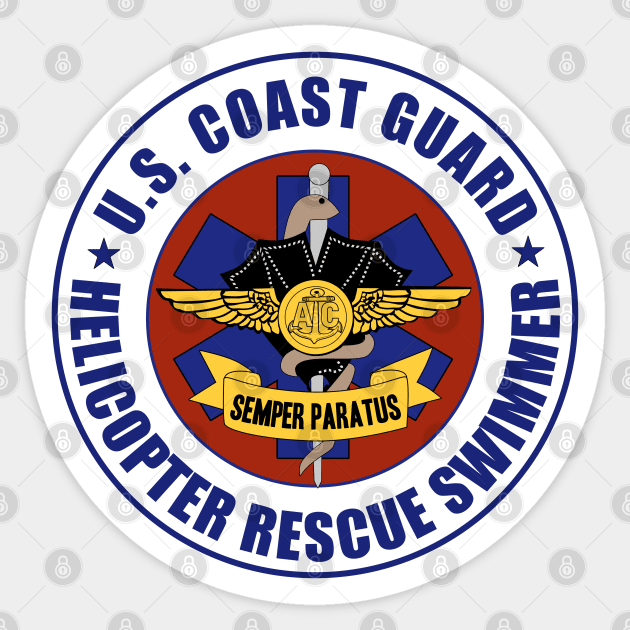 USCG Helicopter Rescue Swimmer patch Sticker by MilitaryVetShop